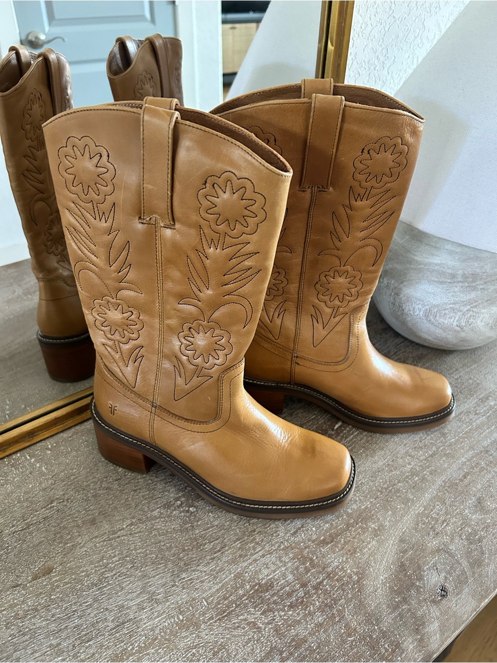 New Frye For Free People Kate Deco Stitch Boots Tuscan Sun - Picture 5 of 9